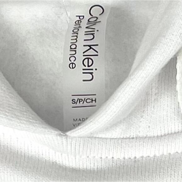 Calvin Klein Cropped Logo Hoodie S White Sweatshirt NWT Athleisure Gift - Picture 6 of 11